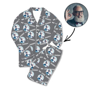 Father's Day Custom Photo Pajamas We Love Daddy Grey