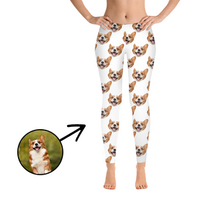 Custom Photo Leggings I Love My Dog Light Pink