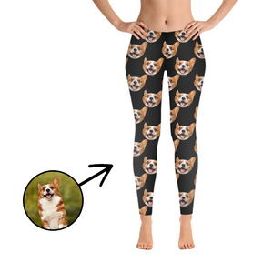 Custom Photo Leggings I Love My Dog White