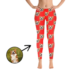 Custom Photo Leggings I Love My Dog White