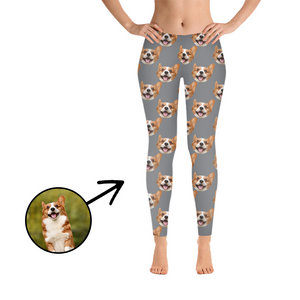 Custom Photo Leggings I Love My Dog Light Pink