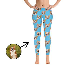 Custom Photo Leggings I Love My Dog Light Pink