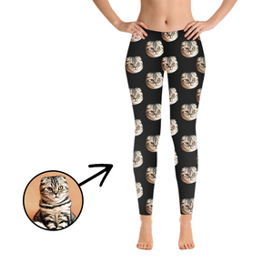 Custom Photo Leggings I Love My Cat White