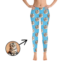 Load image into Gallery viewer, Custom Photo Leggings I Love My Cat Blue
