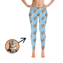 Load image into Gallery viewer, Custom Photo Leggings I Love My Cat Pink
