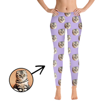 Load image into Gallery viewer, Custom Photo Leggings I Love My Cat Light Pink
