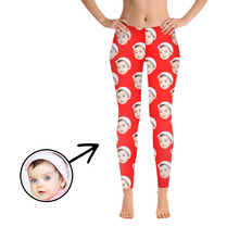 Load image into Gallery viewer, Custom Photo Leggings I Love My Baby Red
