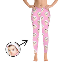 Load image into Gallery viewer, Custom Photo Leggings I Love My Baby Light Blue
