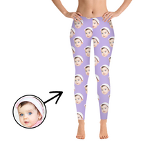 Load image into Gallery viewer, Custom Photo Leggings I Love My Baby Blue
