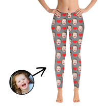 Load image into Gallery viewer, Custom Photo Leggings Heart I Love My Baby Light Blue
