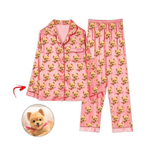 Load image into Gallery viewer, Custom Photo Satin Pajamas I Love My Dog Pink
