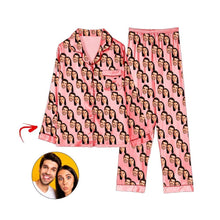 Load image into Gallery viewer, Custom Photo Satin Pajamas Happy You And Me Pink
