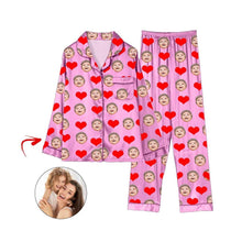 Load image into Gallery viewer, Custom Photo Satin Pajamas Heart I Love My Baby Light Blue
