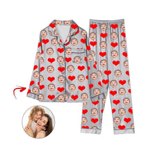 Load image into Gallery viewer, Custom Photo Satin Pajamas Heart I Love My Baby Blue
