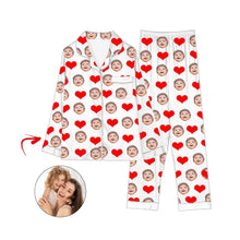 Load image into Gallery viewer, Custom Photo Satin Pajamas Heart I Love My Baby Light Blue
