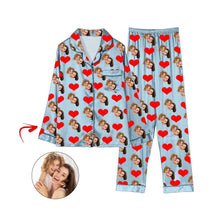 Load image into Gallery viewer, Custom Photo Satin Pajamas Heart Happy Mother&#39;s Day Grey
