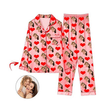 Load image into Gallery viewer, Custom Photo Satin Pajamas Heart Happy Mother&#39;s Day Champagne
