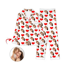 Load image into Gallery viewer, Custom Photo Satin Pajamas Heart Happy Mother&#39;s Day Champagne
